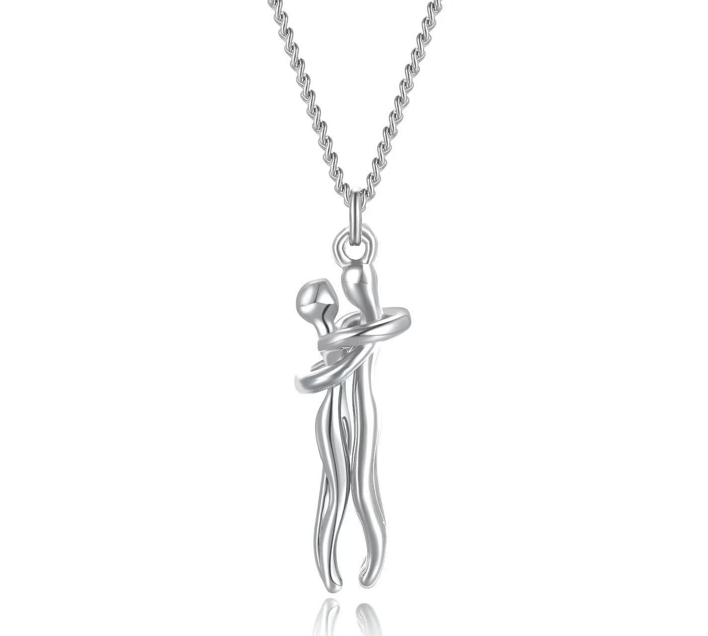 Couple Hugging Pendant Necklace