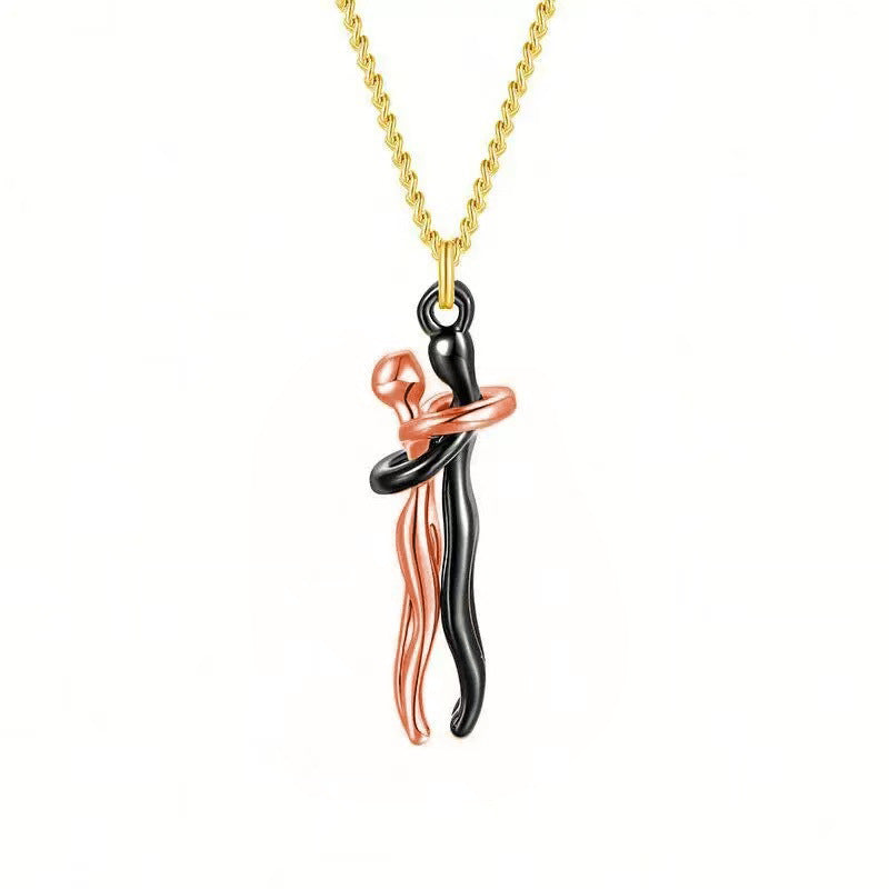 Couple Hugging Pendant Necklace