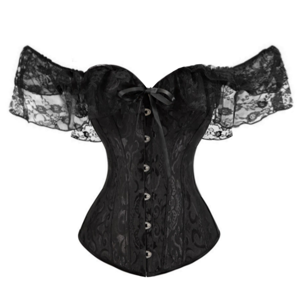 Court dress corset with lace trim