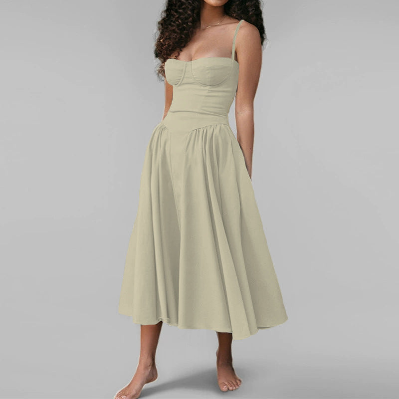 Court-style solid-color dress