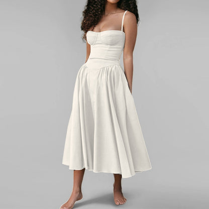 Court-style solid-color dress