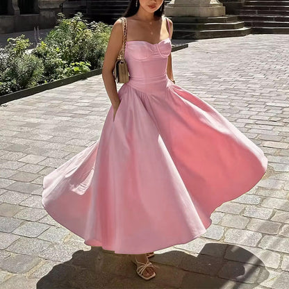 Court-style solid-color dress