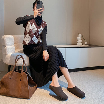 Cowhide Cork Sole Women Casual Shoes