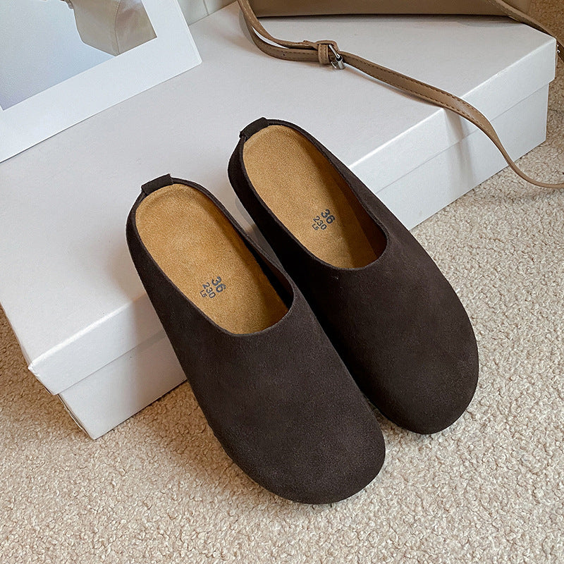 Cowhide Cork Sole Women Casual Shoes