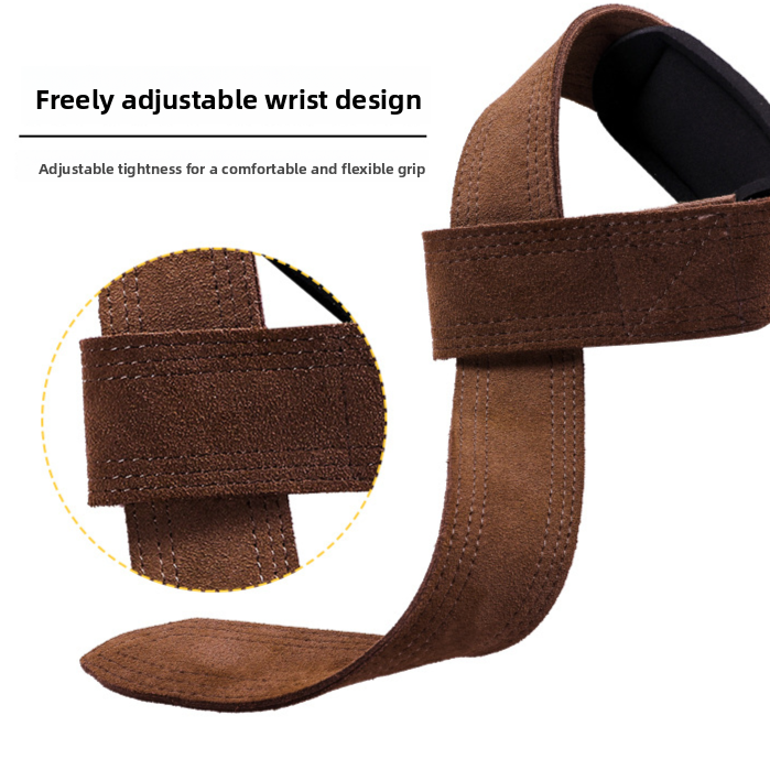 Cowhide Fitness Weightlifting Grip Belt Wrist Support Gloves