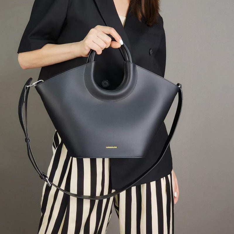 Cowhide High-End French Fashion Commuter Special Bag Niche Design Vegetable Basket Bag