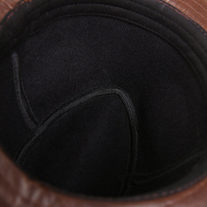 Cowhide Leather Fedora Hat with Large Brim