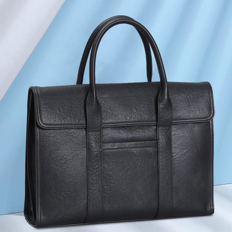 Cowhide men's briefcase