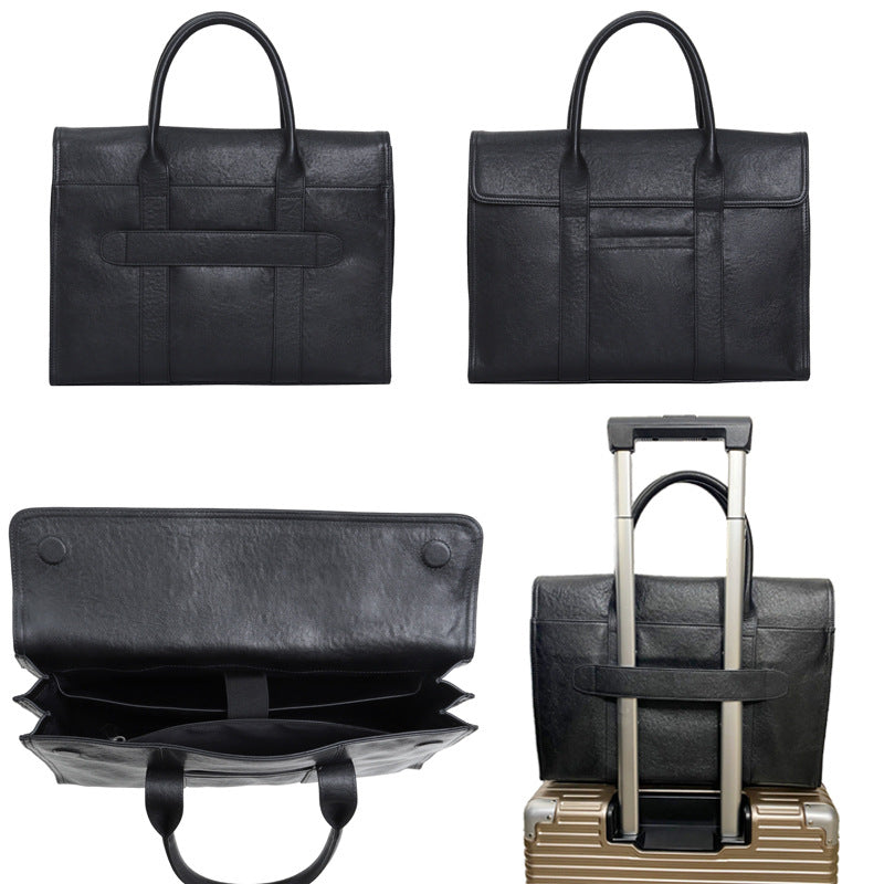 Cowhide men's briefcase