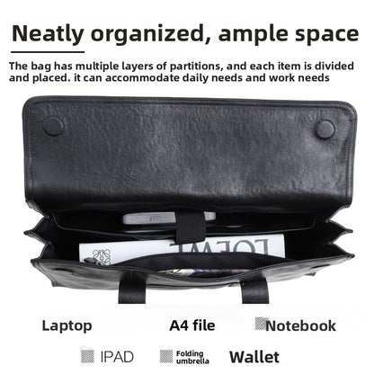 Cowhide men's briefcase