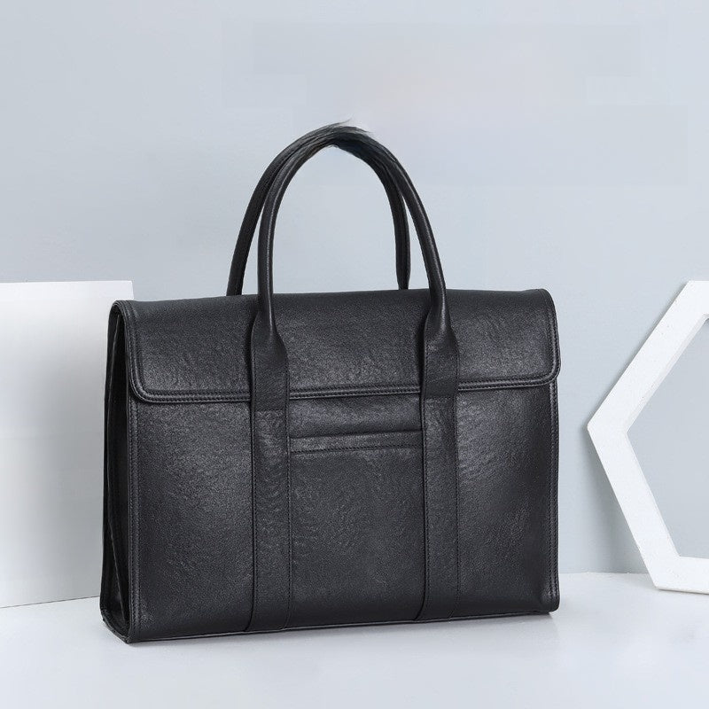 Cowhide men's briefcase