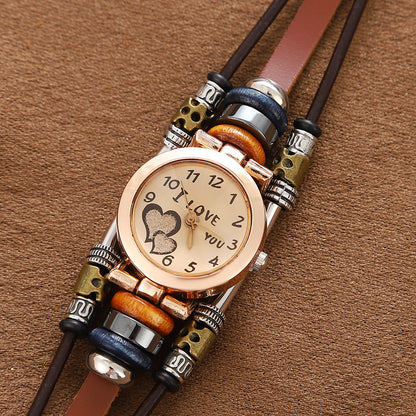 Cowhide quartz bracelet watch