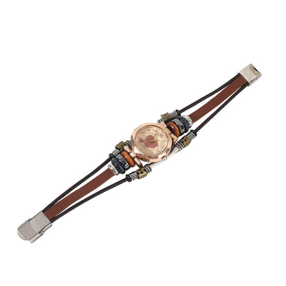 Cowhide quartz bracelet watch