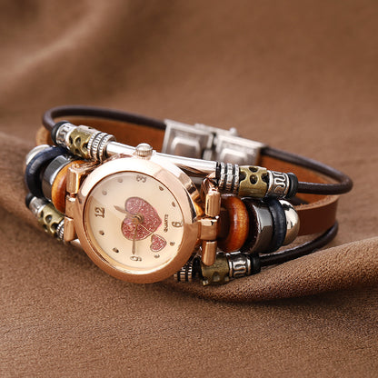 Cowhide quartz bracelet watch