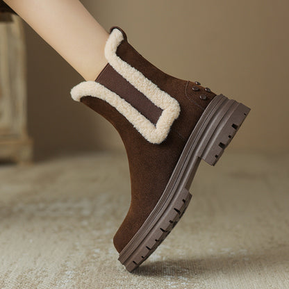 Cowhide suede snow boots