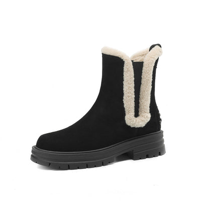Cowhide suede snow boots