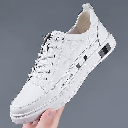 Cowhide white shoes