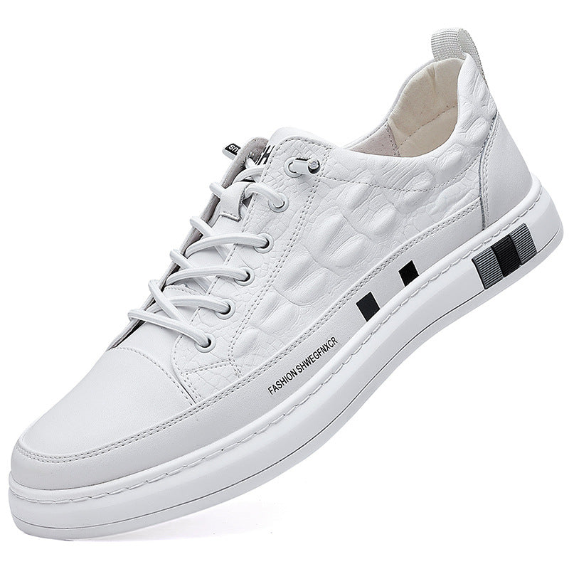 Cowhide white shoes