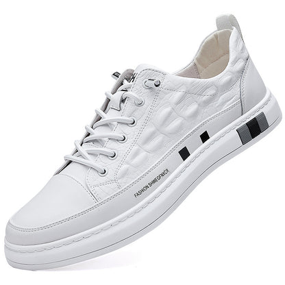 Cowhide white shoes