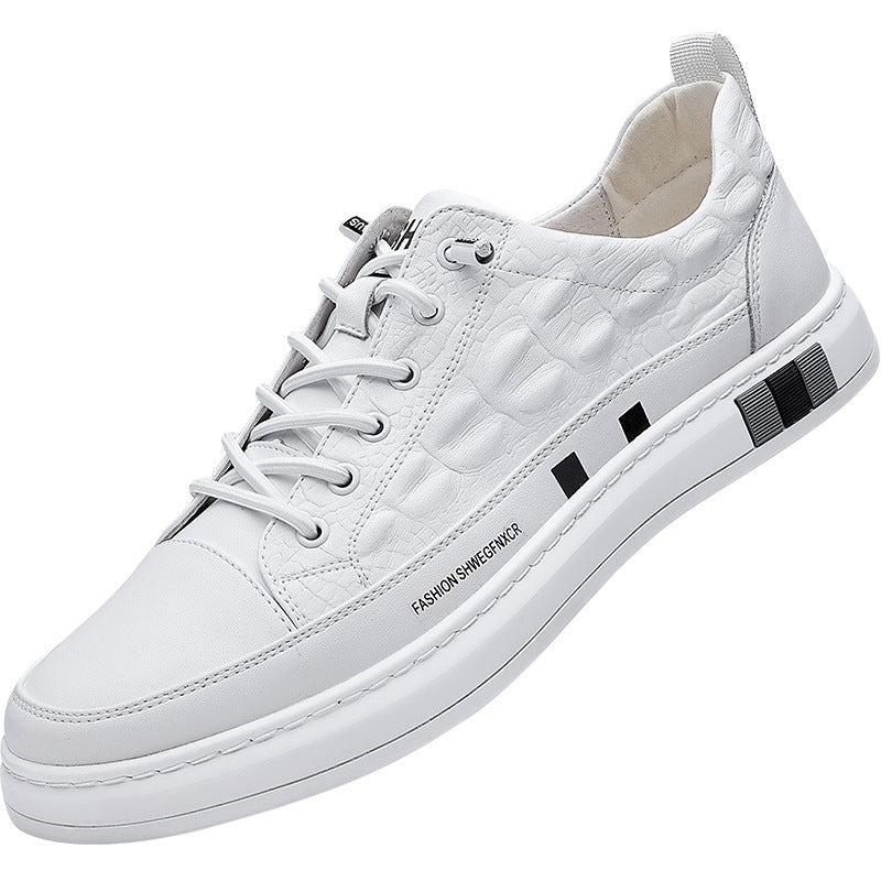 Cowhide white shoes