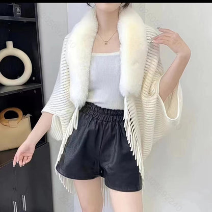 Cowl-neck knitted cardigan