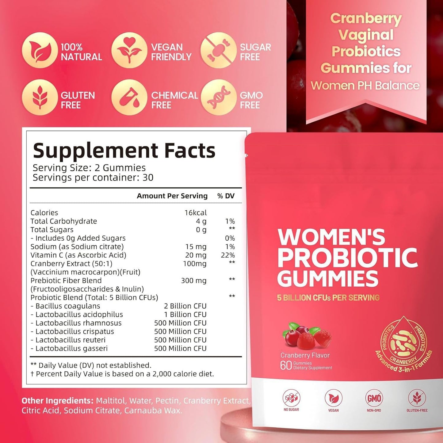 Cranberry Probiotic Gummies for Women