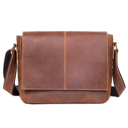 Crazy Horse leather men's single-shoulder bag