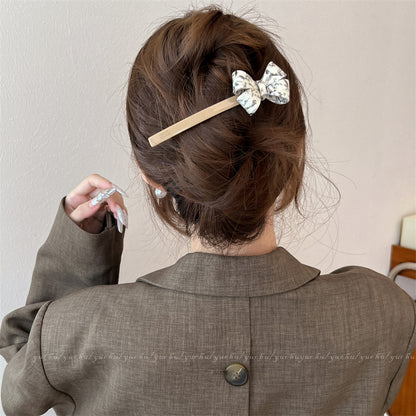 Cream Acrylic Bow Spring Hair Clip