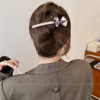 Cream Acrylic Bow Spring Hair Clip