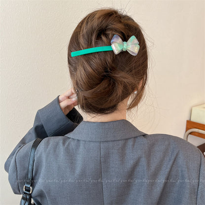 Cream Acrylic Bow Spring Hair Clip