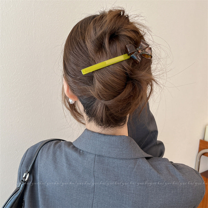 Cream Acrylic Bow Spring Hair Clip