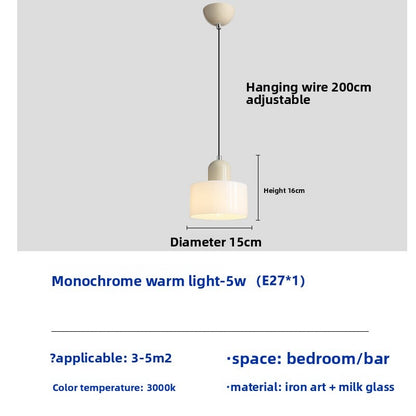 Cream-colored bedside pendant lamp