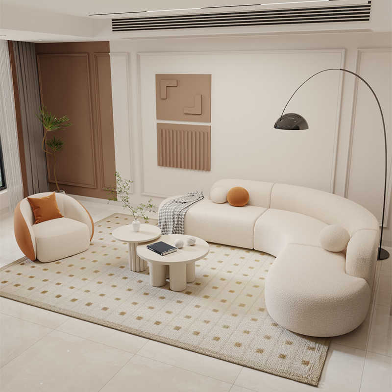 Cream-colored fabric sofa