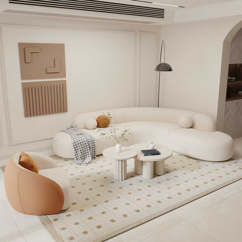 Cream-colored fabric sofa