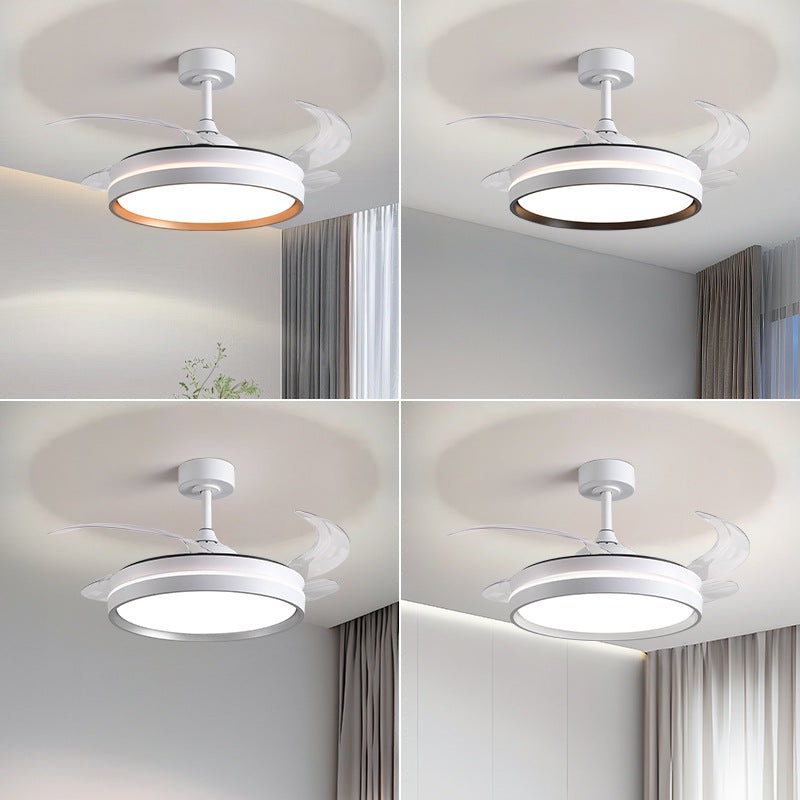 Cream Invisible Silent Ceiling Fan Light with Remote and Voice Control