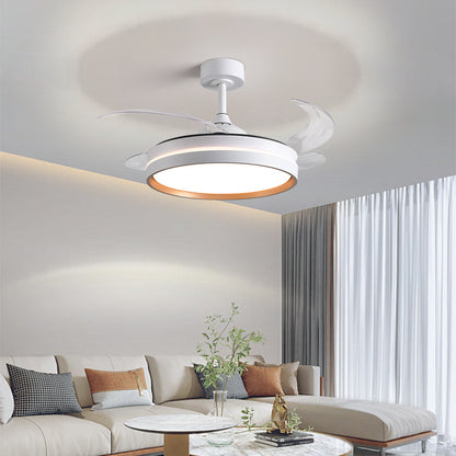Cream Invisible Silent Ceiling Fan Light with Remote and Voice Control