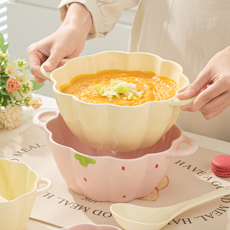 Cream Style Double Ear Soup Bowl