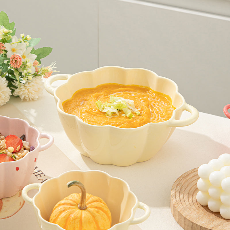 Cream Style Double Ear Soup Bowl