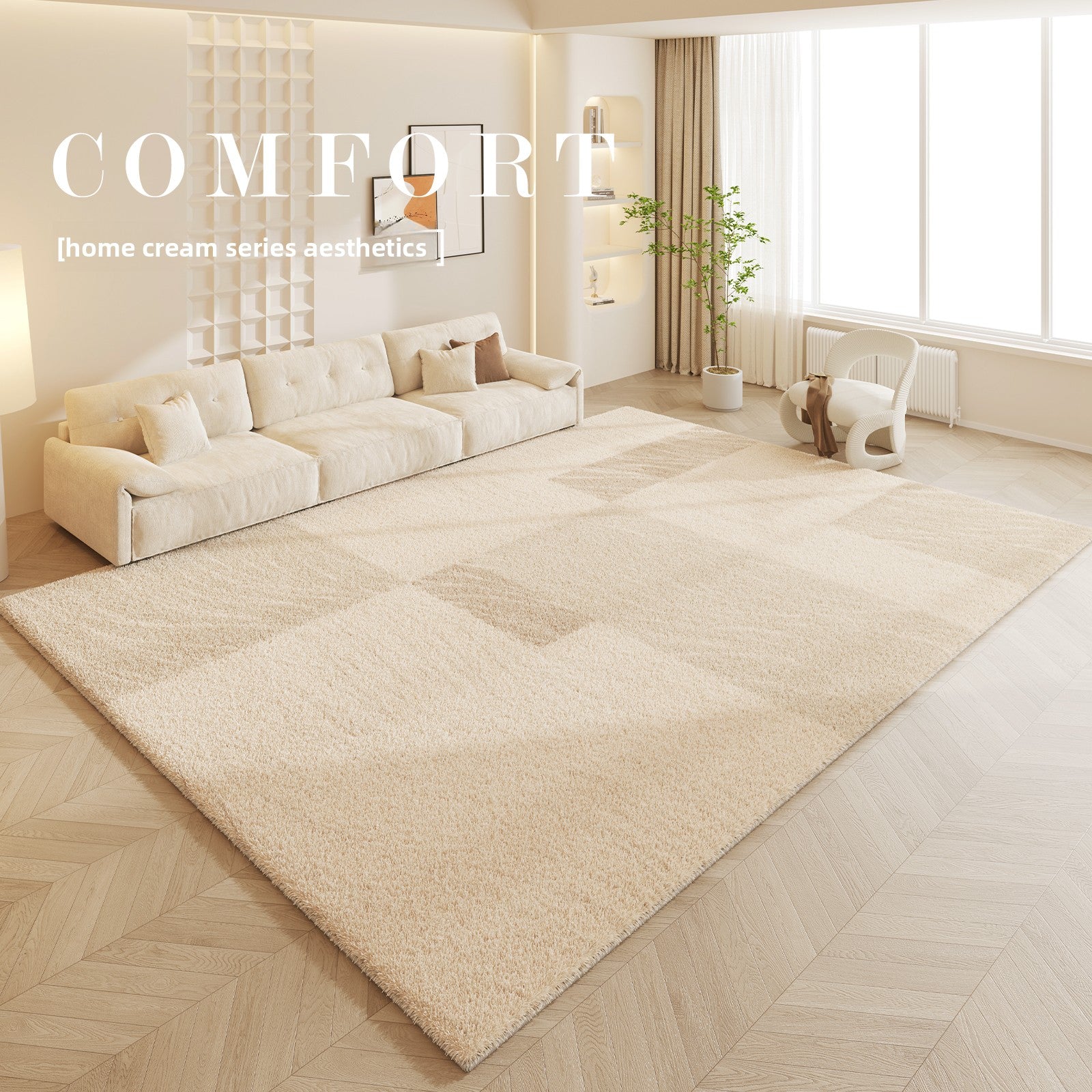 Cream Style Soft Polyester Carpet for Living Room