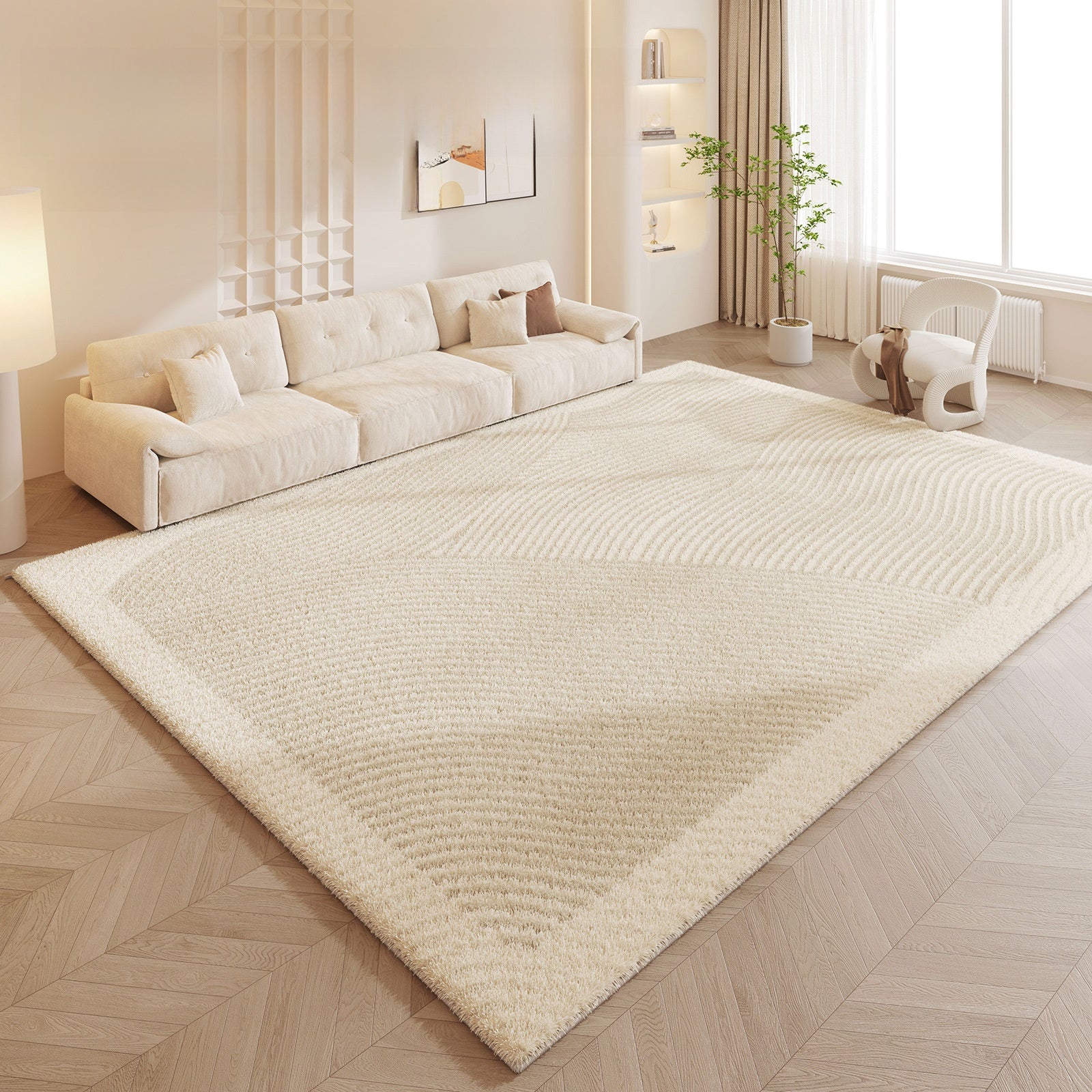 Cream Style Soft Polyester Carpet for Living Room