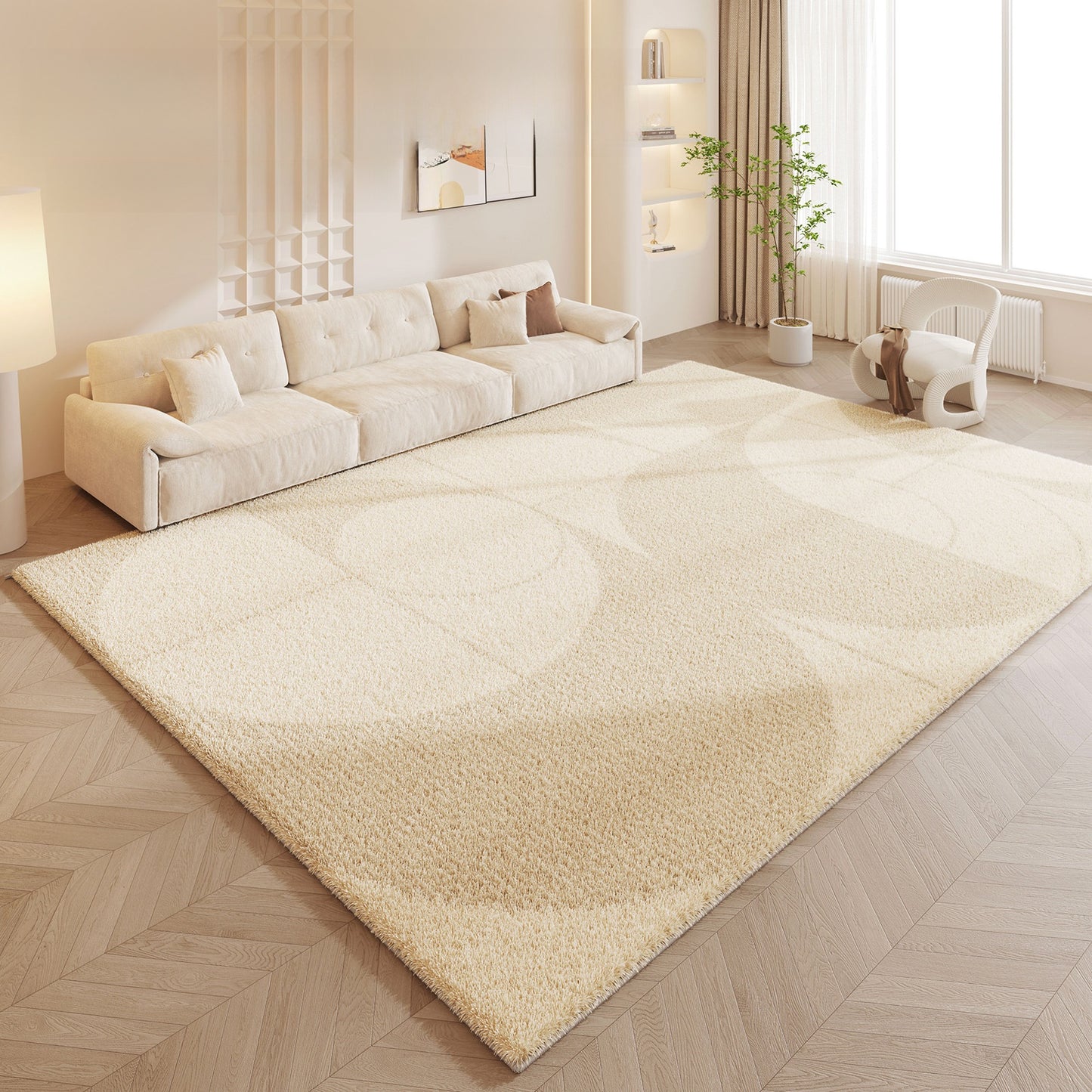 Cream Style Soft Polyester Carpet for Living Room