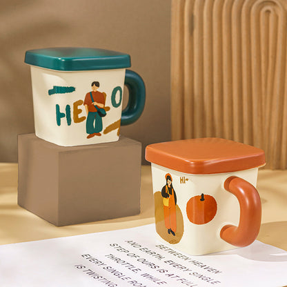 Creamy square ceramic mug