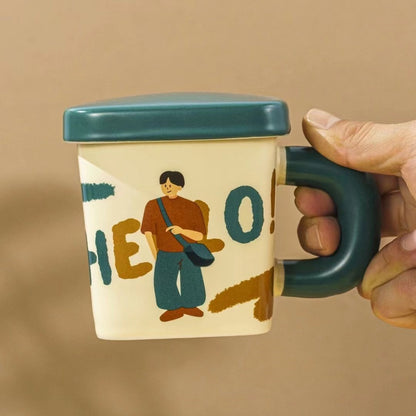 Creamy square ceramic mug
