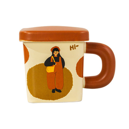 Creamy square ceramic mug