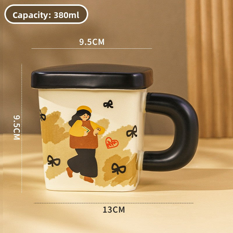 Creamy square ceramic mug