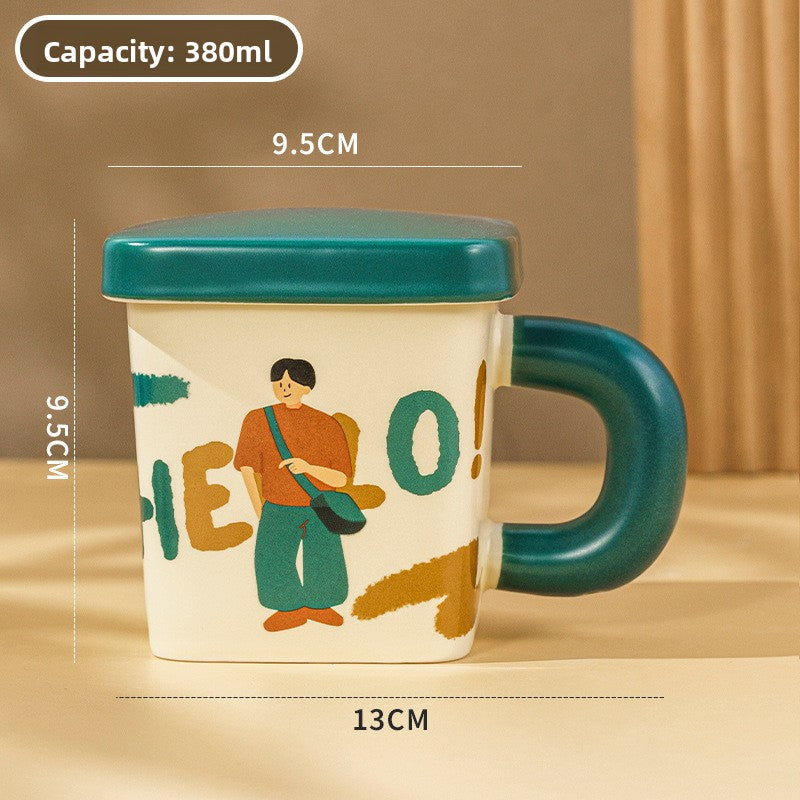 Creamy square ceramic mug