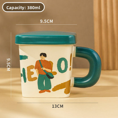 Creamy square ceramic mug