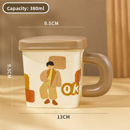 Creamy square ceramic mug