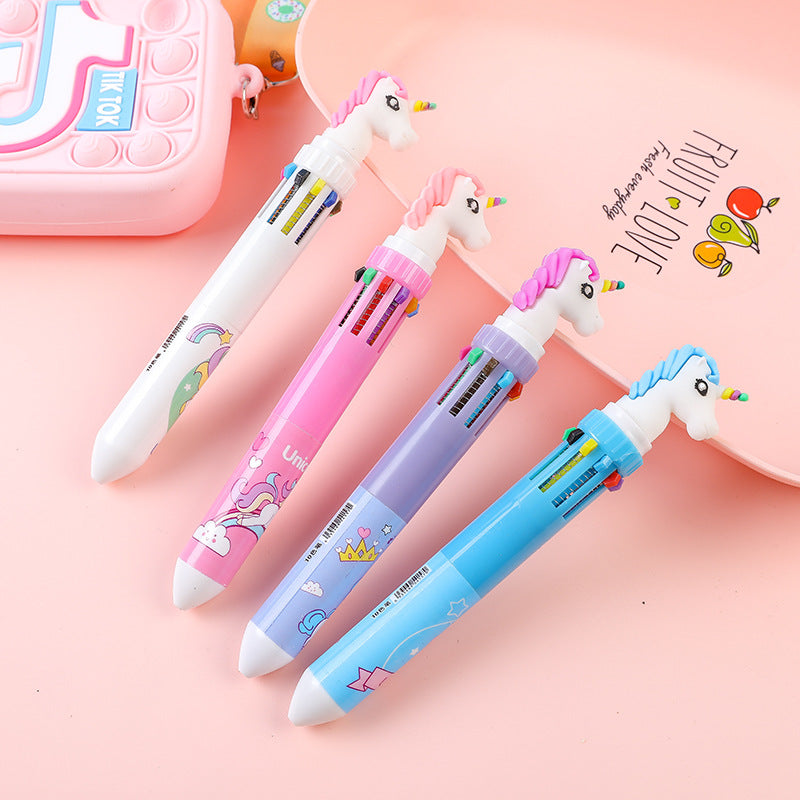 Creative 10-Color Cute Ballpoint Pen with Fun Designs