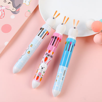 Creative 10-Color Cute Ballpoint Pen with Fun Designs